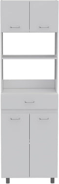Microwave Cabinet with Storage, Kitchen Organizer, White