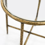 24/7 Shop at Home Lalia Modern Metal 22-inch Round End Tables Set of 2 with Tempered Glass Top, Forged Steel Base for Living Room, Matte Gold