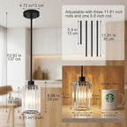 Crystal Pendant Lights Kitchen Island, 3 Pack Black Kitchen Pendant Lighting Over Island, 1-Light Mini Modern Hanging Lights for Kitchen Island, Dining Room, Hallway, Foyer, Entryways