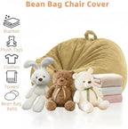 Stuffed Animal Storage Bean Bag Chair Cover,Corduroy Kids Sofa (No Filler) | Holds 80+ plush toys, 220LBS, soft washable, reinforced zipper. Playroom bedroom reading nook. Toddler teen adult. Cover only