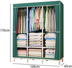 Portable Wardrobe Cloth Wardrobe Solid Wood Folding Wardrobe Doors,Portable Assembly Canvas Effect Wardrobe Solid Color Fabric Clothes Storage Rack,D,126 * 170 * 45cm Cloth