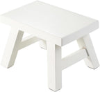 Small Stool Wooden Step Stool Footstool Solid Wood 8 inch for Kids Adults Plant Stand Fishing Stool (White)