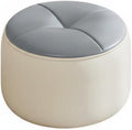 Round Padded Stool Light Sophisticated Design Round Padded Footstool Solid Wood Frame Entryway Shoe Stool for Kids, Bedroom, White-Orange