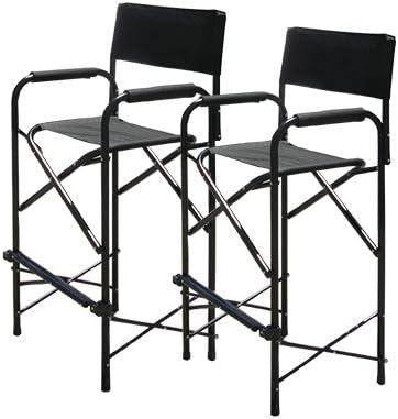 Impact Canopy Tall Folding Director's Chair, Heavy Duty, Set of 2 Chairs, Black