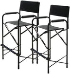Impact Canopy Tall Folding Director's Chair, Heavy Duty, Set of 2 Chairs, Black