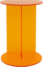 Side Table, Acrylic End Table with Storage Shelf, Floorstanding Nightstand with Sturdy Base for Small Space, Bedside Table, Console Table for Bedroom, Living Room, Office(Orange)
