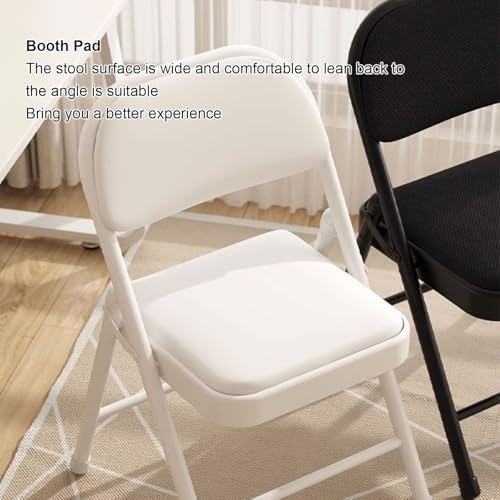 Indoor Outdoor Stackable Metal Foldable Chair with Padded Seat and Backrest Household Portable Folding(White Gray)