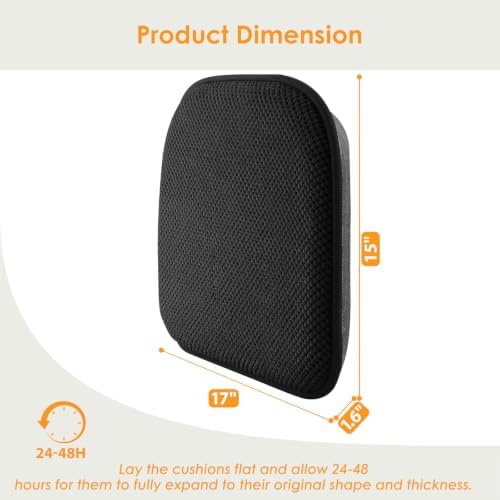 SWEMSTAR Chair Cushions - 15"*17" Kitchen Dining Chair Pads Foam Seat Cushion for Chairs Barstool Cushions Non Slip Seat Pad - Black