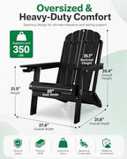 YEFU Adirondack Chairs Set of 2 for Outdoor: Folding Plastic Adirondack Chair with Cup Holder & Adjustable Back for Adult - All-Weather HDPE Weather Resistant for Patio Lawn - Easy Assembly(Black)