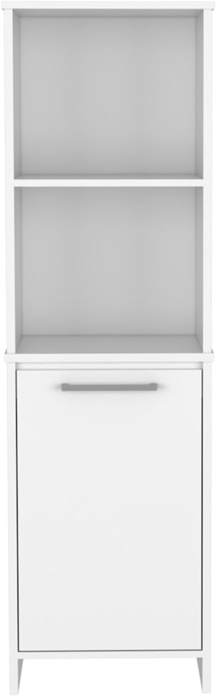 Kitchen Pantry, Two External Shelves, Single Door Cabinet, Two Interior Shelves White,for Kitchen