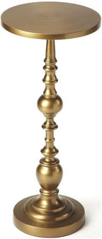 Beaumont Lane Transitional Metal Pedestal Side Table, 10" Round Top, Antique Gold Finish, Durable Aluminum Construction, Glamorous Accent for Living Room or Small Spaces, 22.5" Tall
