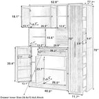 Kitchen Pantry Cabinet, Buffet with Pull-Out Side Cabinet | 7-tier pull-out side cabinet with wheels, easy access for spices, oils, baking supplies, and daily kitchen essentials