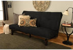 Kodiak Furniture Carson Full Size Futon Frame and Mattress Set - Java Brown Finish Wood Futon Frame with Mattress Included in Suede Black Color