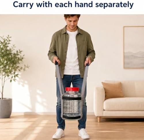 Glass Bottle Carrier Strap for 1.5-2.5 Gallon Bottles, Adjustable Carboy Carrying Harness, Dual Handle Lifter for Brewing, Fermentation and Storage Use, Carrier Strap Only, No Carboy