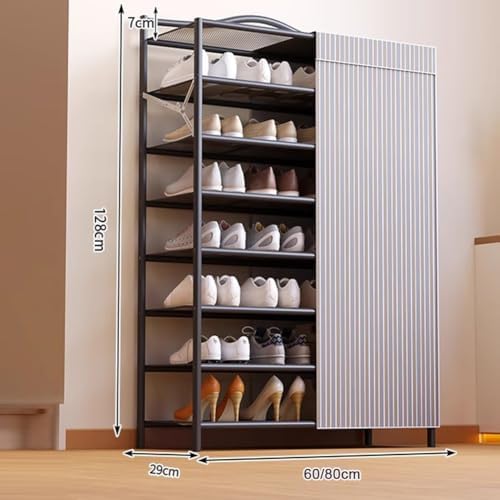 Heavy Duty Foldable Shoe Rack with Cover, Carbon Steel Entryway Organizer for Small Spaces, Breathable Dust-Proof Storage Unit for Boots and Sneakers, Easy Assembly Space Saving Design for Home Use