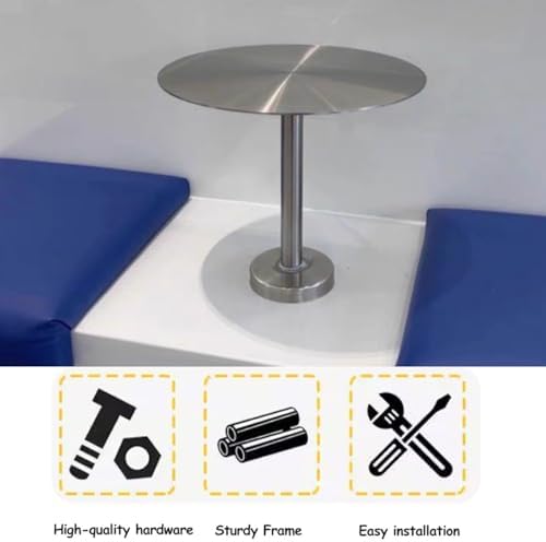 Space-Saving Wall-Mounted Round Table - Modern Stainless Steel Small Tray End Table for Coffee Shops & Booths - Ideal for Limited Spaces and Maximizing Efficiency