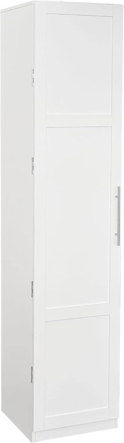 LUMISOL Tall Kitchen Pantry Cabinet with 6 Shelves and 6 Side Racks, Modern Buffet Cupboards Sideboard with Doors, Kitchen Hutch with Adjustable Shelves for Living Room Dining Room, White