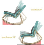 Rattan Rocking Chair with Cushion, Ergonomic Backrest, Metal Frame, 150KG Capacity, Easy to Assemble, for Garden, Balcony, Living Room(Gray)