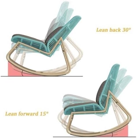 Rattan Rocking Chair with Cushion, Ergonomic Backrest, Metal Frame, 150KG Capacity, Easy to Assemble, for Garden, Balcony, Living Room(Gray)
