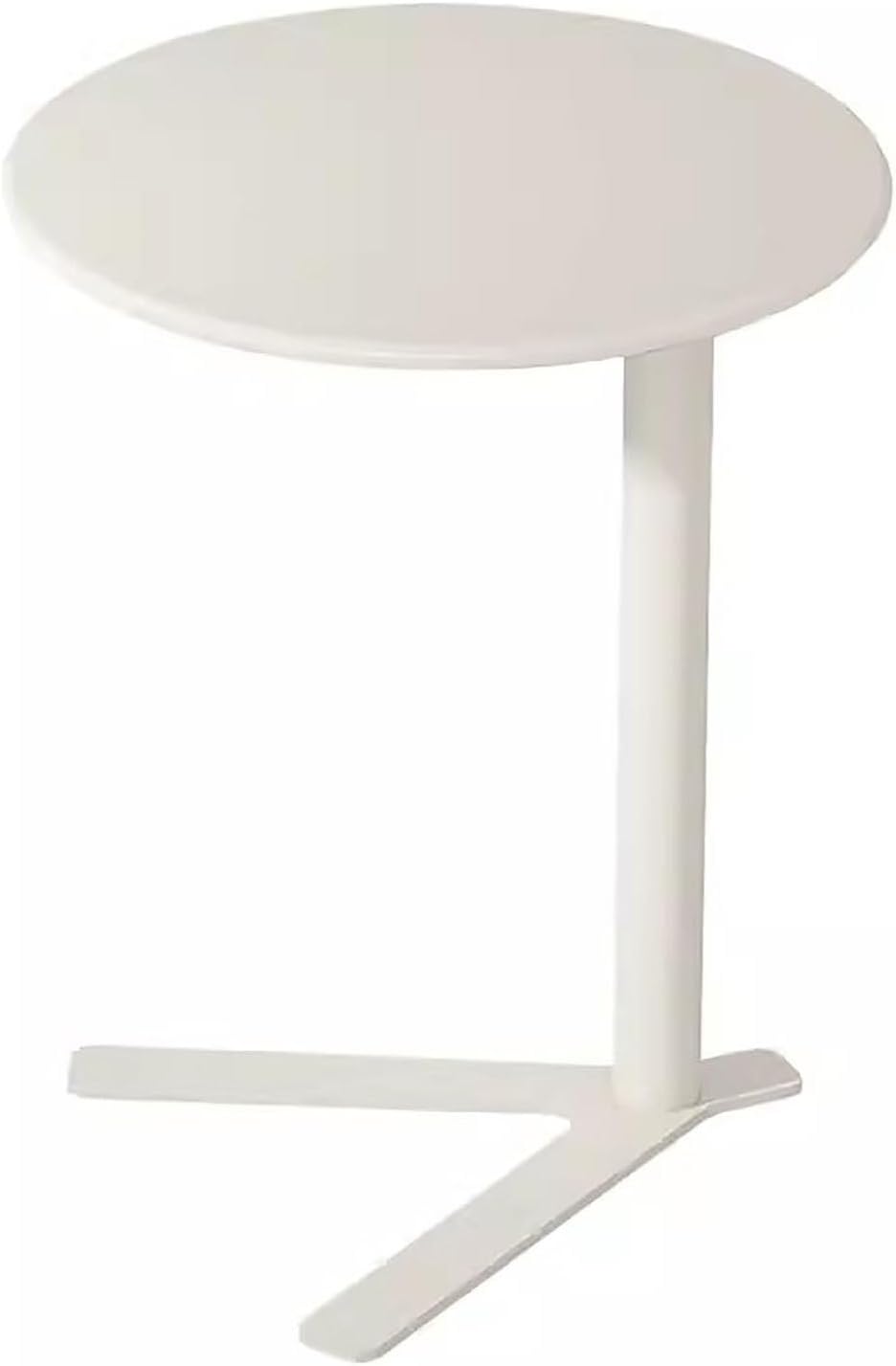 Round End Table,Embedded Coffee Table with V-Type Base,Sofa Side Table for Living Room Balcony Apartment Office Bedroom(Beige,48x56cm)