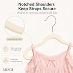 MIZGI Kids Velvet Hangers,Non-Slip Big Kids Hangers,14 Inch Hangers for Youth,Teen Clothes,Pack of 50（Ivory/Silver）
