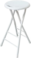 Portable Folding Bar Stool with Steel Frame Legs for Adults White 24 Inch Foldable Kitchen High(White,70cm/28inch)