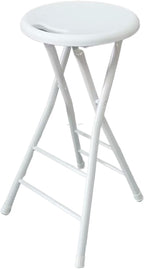 Portable Folding Bar Stool with Steel Frame Legs for Adults White 24 Inch Foldable Kitchen High(White,70cm/28inch)
