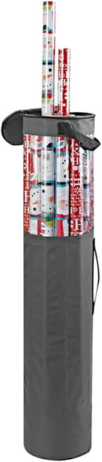 ProPik Gift Wrapping Paper Storage Organizer Bag, Store Up To 25 Rolls 40 Inch, Heavy Duty Polyester plus PVC Clear Bag With Handles And Zippered Top For Holiday Gift Wrap And Ribbons (Grey)