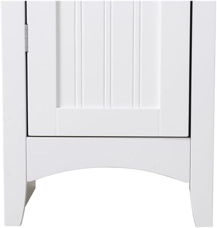 Pemberly Row 48" Tall 1-Door Kitchen Storage Pantry, Wood Construction, White Finish, 15" W x 15" D, Adjustable Shelves, Compact Design, Raised Panel Door, Brushed Aluminum Hardware