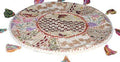Sophia Art Beautiful Decorative Ruond Ottoman Indian Patchwork Pouffe,Indian Traditional Home Decorative Handmade Cotton Ottoman Patchwork Foot Stool, Embroidered Chair Cover Vintage Pouf 32" (White)