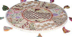 Sophia Art Beautiful Decorative Ruond Ottoman Indian Patchwork Pouffe,Indian Traditional Home Decorative Handmade Cotton Ottoman Patchwork Foot Stool, Embroidered Chair Cover Vintage Pouf 32" (White)