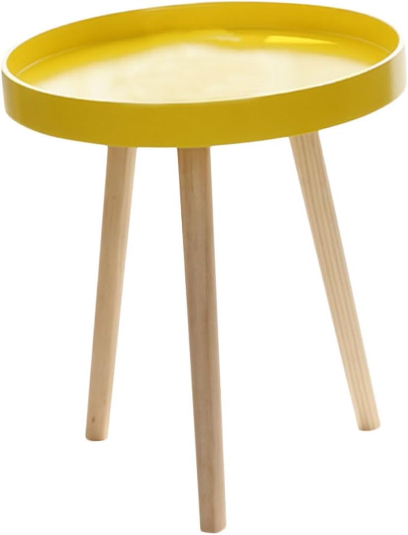 ARTIBETTER Modern Mini Round Yellow End Table, Nordic Style Small Indoor Beverage Side Table for Living Room, Balcony, and Bedroom Use