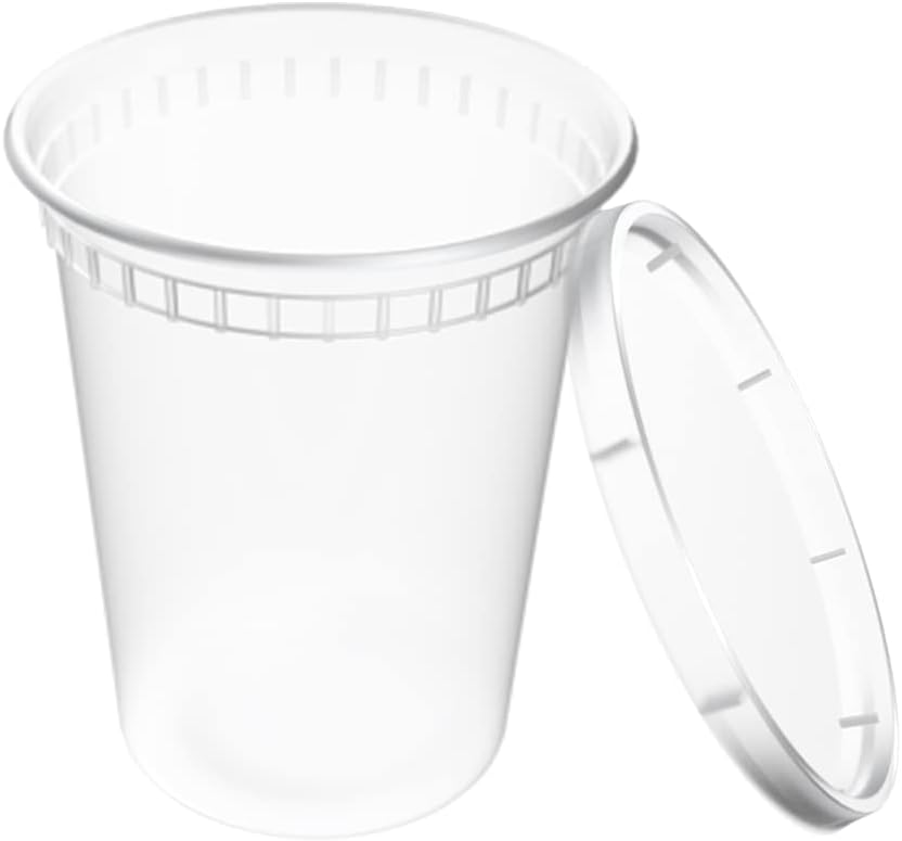 EDI [32 OZ, 40 Sets Plastic Deli Food Storage Containers with Airtight Lids | Microwave-, Freezer-, Dishwasher-Safe | BPA Free | Heavy-Duty | Meal Prep | Leakproof | Recyclable (Pack of 2)