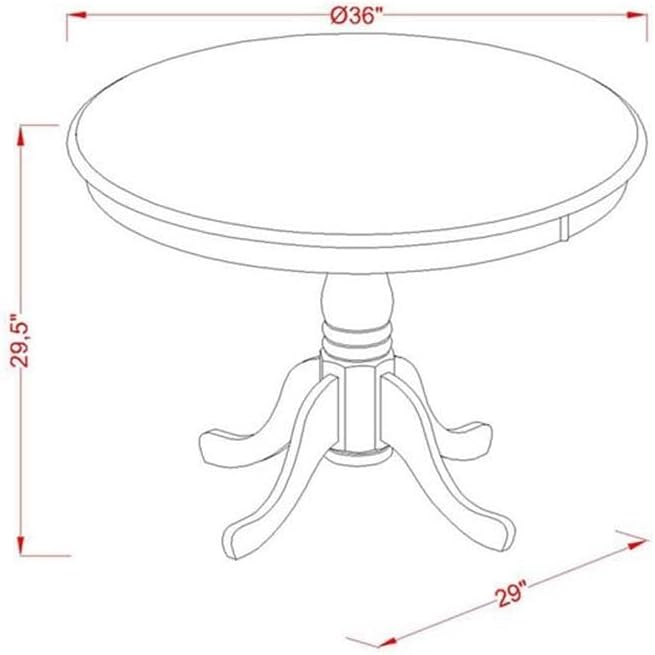 BOWERY HILL Traditional Round Rubberwood Dining Table, 36" W x 36" D x 30" H, Walnut Finish, Pedestal Base, Durable Small Kitchen or Dining Room Table, Space-Saving Antique Design