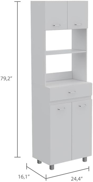 Maykoosh White Kitchen Pantry Cabinet - Appliance Storage with Drawer & Adjustable Legs