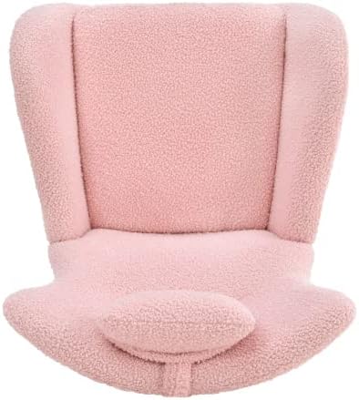 Rocking Chair Nursery, Accent Armchair with High Backrest and Headrest, Teddy Upholstered Glider Rocker, Comfy Lounge Chair for Living Room and Bedroom, Pink