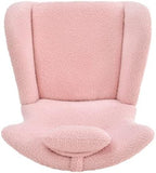 Rubber Wood Nursery Rocking Chair with Pocket, Teddy Upholstered Glider Rocker for Baby Feeding, Adjustable Headrest Armchair for Bedroom Living Room Office, Pink