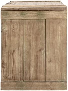 Household Essentials Antiqued Decorative Trunk, Large, Chinese Fir Panel and MDF, Smooth Backing and Metal Hinge Accent, Flat Top and Stay-Open Lid