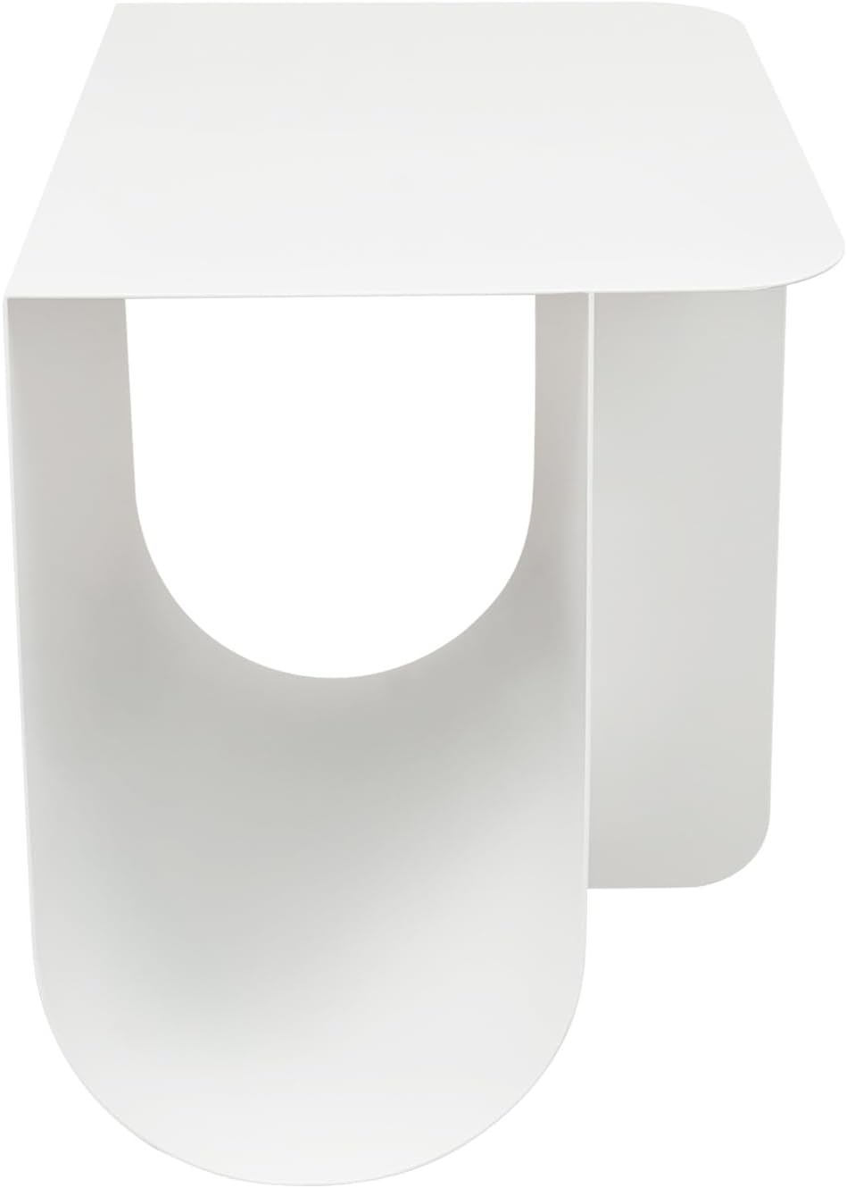 Modern Minimalist Metal Side Table with Storage, Curved Design Accent Table Coffee Table – Multipurpose End Table for Living Room, Bedroom, Office, Small Spaces