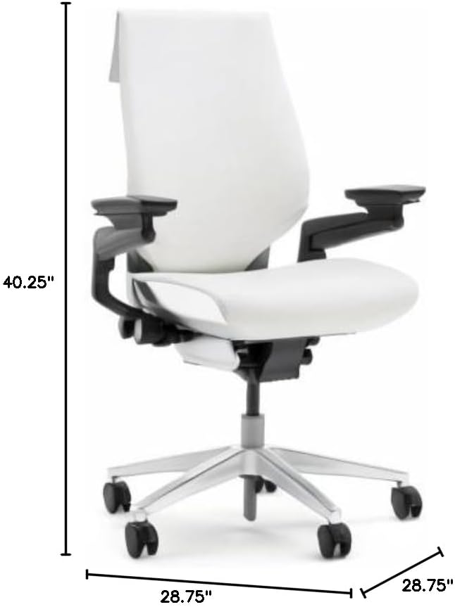 Steelcase Gesture Office Chair - Cogent Connect Licorice Upholstered Wrapped Back Platinum Metallic Frame High Seat Merle Seat/Back/Arms (Dark/Light) Hard Floor Caster Wheels