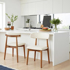 Solid Wood Dining Chair Set of 4, Breathable Fabric Upholstered Kitchen Chairs, Modern Farmhouse Style, Ergonomic Backrest, Rebound Sponge