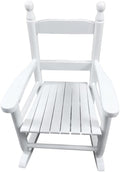 Children's Rocking Chair White, Solid Hardwood, Indoor Outdoor Use, Durable Design - Comfortable Slatted Backrest, Wide Seat, Ideal for Kids' Rooms and Patios