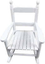 Children's Rocking Chair White, Solid Hardwood, Indoor Outdoor Use, Durable Design - Comfortable Slatted Backrest, Wide Seat, Ideal for Kids' Rooms and Patios