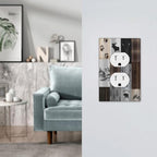 Rustic Retro Lodge Bear Deer Wild Animal Single Duplex Wall Plate Covers Light Switch Cover 1 Gang Outlet Plate Decorative Switchplate Covers Electrical Faceplate for Farmhouse Cabin Bedroom Deco