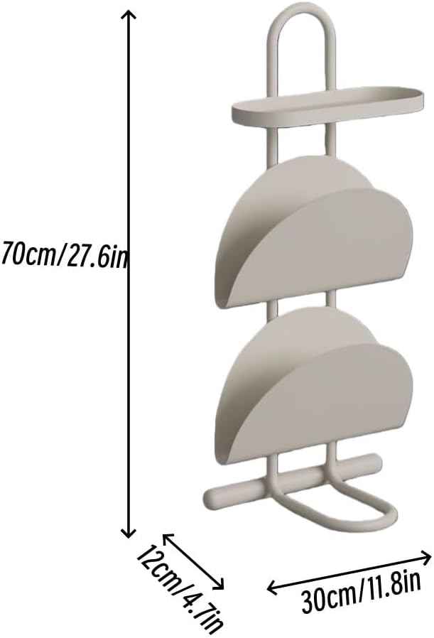 Creative Side Table, Metal Magazine Display Rack, Small Table with Storage, 3-Tier Open End Table, Coffee Table for Living Room, Bedroom, Balcony(White)