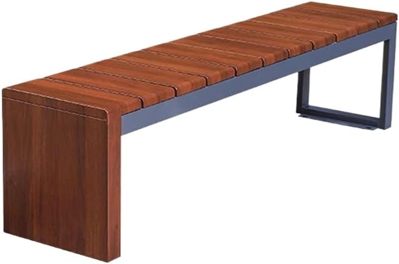 Garden Outdoor Garden Backless Bench, Steel with Wood Grain Park Chair, for Balcony Yard Porch Seating Seat(Medium)