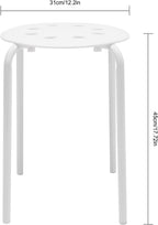 LOYALHEARTDY 10Pcs Commercial Furniture Stacking Stools for Kids and Adults, 17.72'' Portable Nesting Office and Classroom Stools Backless Stool with Round Top for Adult Office Home Kitchen (White)