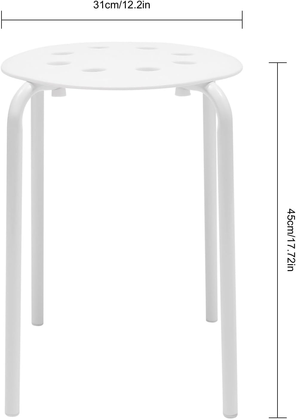 LOYALHEARTDY 10Pcs Commercial Furniture Stacking Stools for Kids and Adults, 17.72'' Portable Nesting Office and Classroom Stools Backless Stool with Round Top for Adult Office Home Kitchen (White)