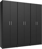 Madesa Kitchen Set 3 Pantry Storage Cabinet with 15 Utility Shelves 71" L Wooden Organization Unit for Kitchen (Black)