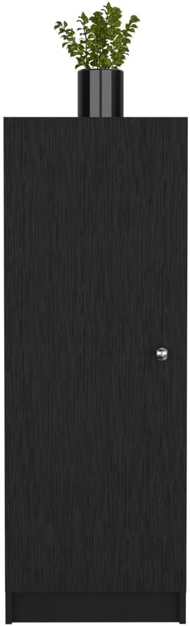 Kitchen Pantry 47" H,One Door Cabinet,Four Interior Shelves,Black,for Kitchen,Dining Room,16.9 * 12.3 * 47.4